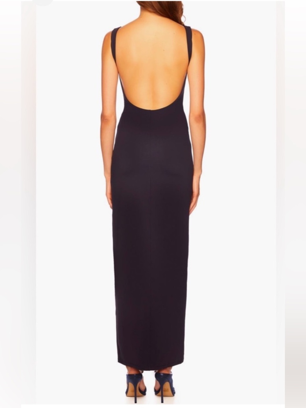 Susana Monaco Black Open Back Dress with High Slit - Size L - Picture 2 of 9